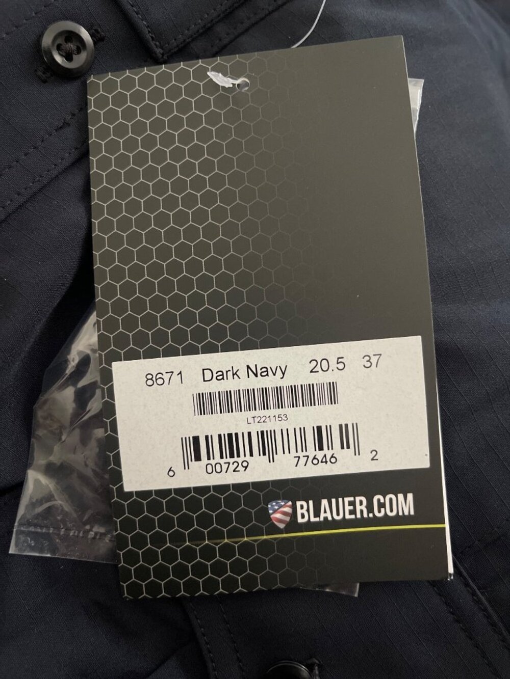 NWT Blauer FLEXRS LS Supershirt Mens 20.5/37 Dark Navy 8671 - Picture 5 of 10